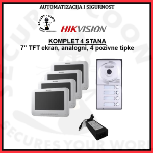 HIKVISION ANALOGNI PORTAFON 2C-4 + 4xDS-KH2220-S